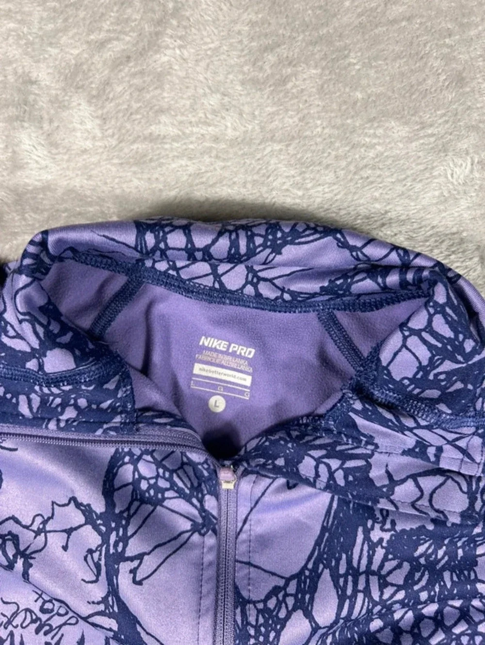 nike pro y2k purple graphic full zip jacket size L